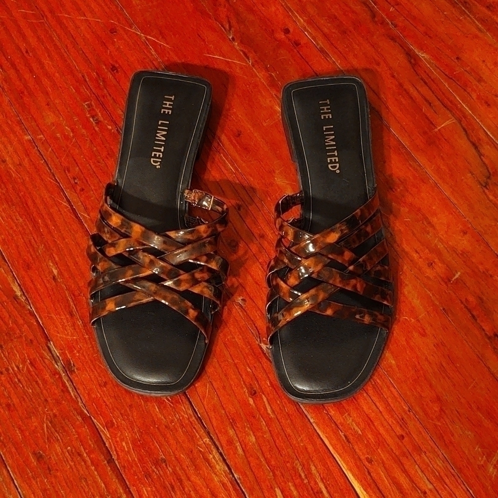 The Limited Charley Tortoiseshell Strappy Woven Sandals Sz 6